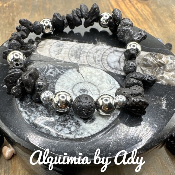 Lava rock beaded handmade bracelet/protection &  peace - Picture 1 of 8